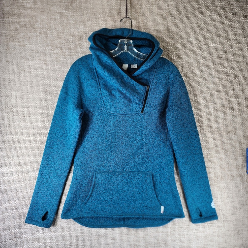 Stio Sweetwater Fleece Hoodie Womens M Blue Heather 1/4 Zip Thumbholes Nice!